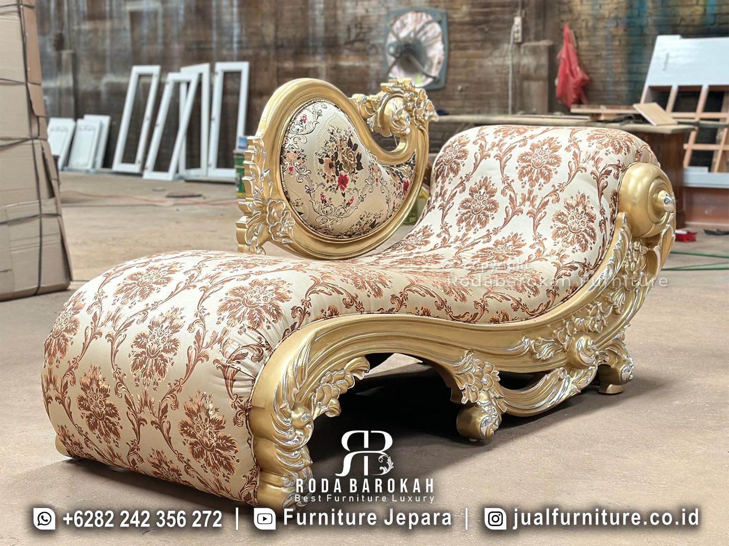 Kursi Sofa Santai Mewah Ukir Bunga Gold Motif CK-022