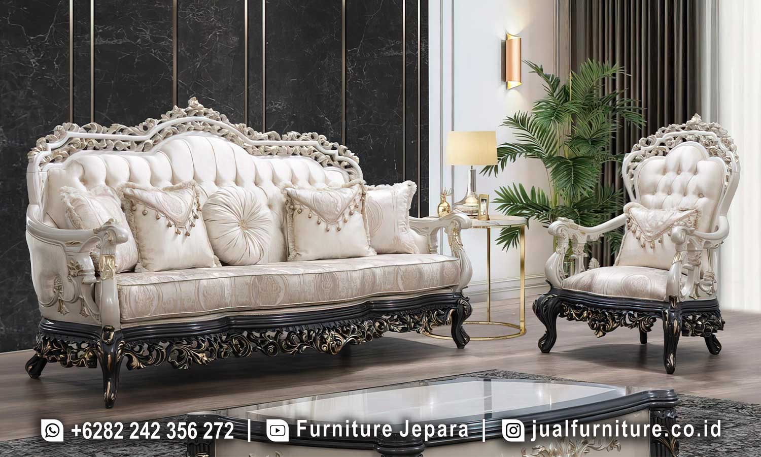 Sofa Ruang Tamu Mewah Klasik Monokrom Elegant Ck-069