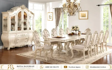 Jual Set Ruang Makan Klasik Mewah 10 Kursi Type Rococo