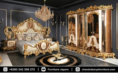Kamar Set Mewah Model Eropa Ukiran Full Prada Emas