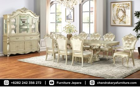 Model Set Meja Makan Ukir Jepara Mewah 8 Kursi
