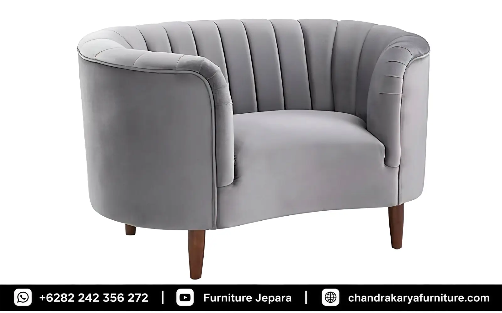 Rekomendasi Sofa Tamu Minimalis Mid Century Bludru Grey Modern