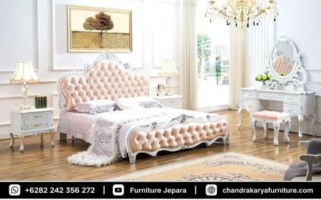 Set Kamar Tidur Mewah Ukir Blush Pink Tufted Series