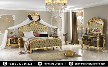 Set Kamar Tidur Mewah Ukir Klasik Full Gold Leaf