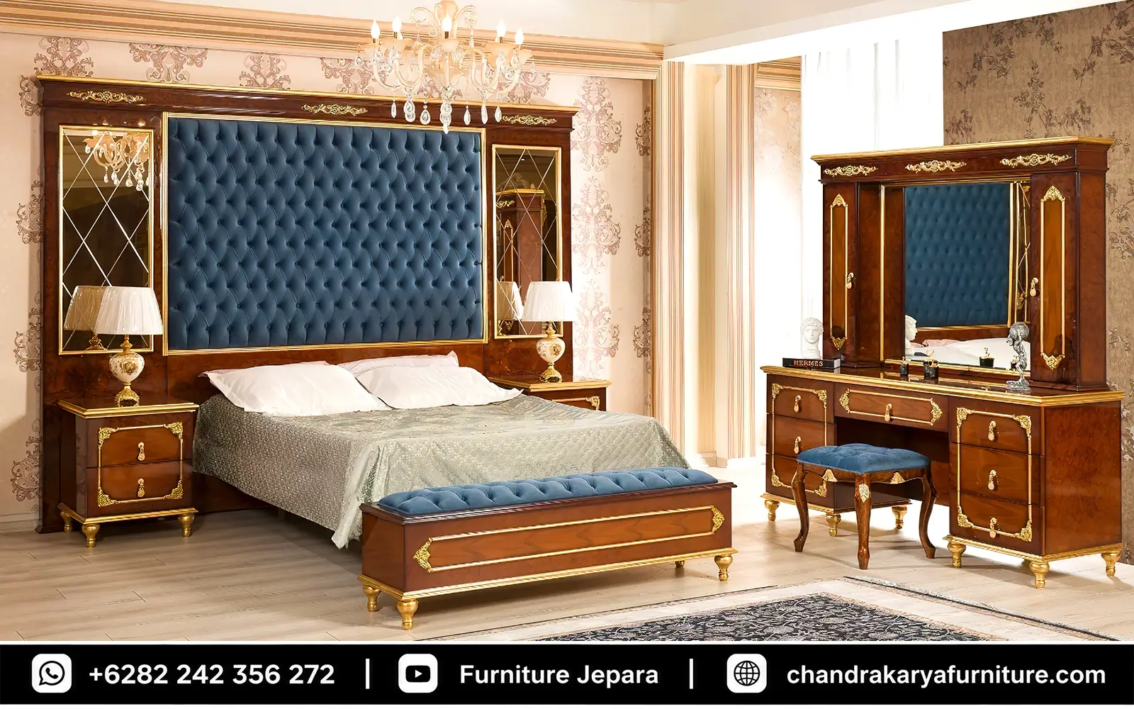 Set Kamar Tidur Mewah Wall Panel Backdrop