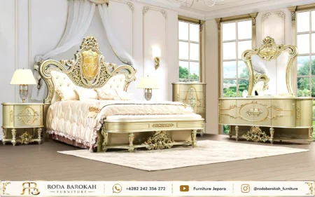 Set Kamar Tidur Ukir Mewah Jepara Gaya Italian Complete