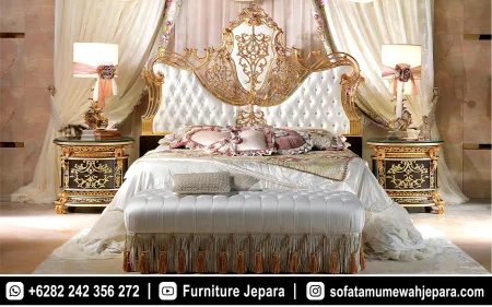 Set Kamar Tidur Ukiran Mewah Jepara Complete White Pearl