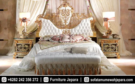 Set Kamar Tidur Ukiran Mewah Jepara Complete White Pearl