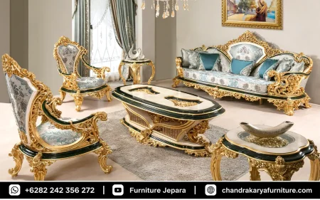 Set Kursi Sofa Tamu Mewah Ukir Grand Antique Gold Leaf