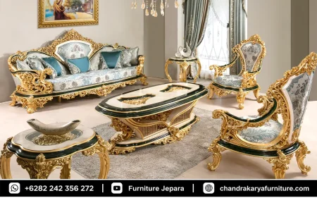 Set Kursi Sofa Tamu Mewah Ukir Grand Antique Gold Leaf