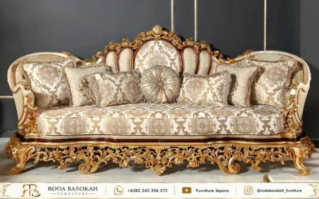 Set Kursi Tamu Mewah Super Sultan Ukiran Kerawang Gold