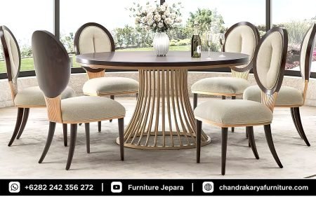 Set Meja Makan Bulat European Contemporary Style