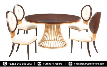 Set Meja Makan Bulat European Contemporary Style