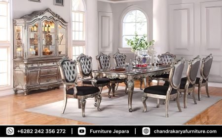 Set Meja Makan Ukir Mewah Antik Jepara