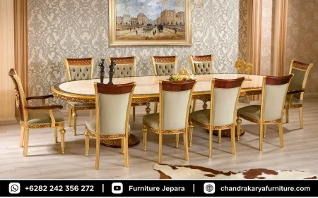 Set Ruang Makan Ukir Mewah Jepara Classic Royal