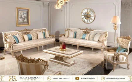 Set Sofa Tamu Mewah Klasik Neo Classical Ivory Edition