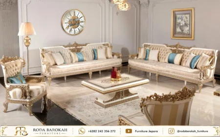 Set Sofa Tamu Mewah Klasik Neo Classical Ivory Edition