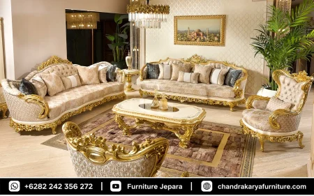 Set Sofa Tamu Mewah Luxury Formasi Lengkap Ukir Venetian