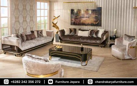Set Sofa Tamu Mewah Modern Luxury Dark Chocolate