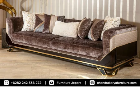Set Sofa Tamu Mewah Modern Luxury Dark Chocolate