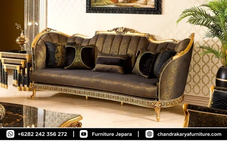 Set Sofa Tamu Mewah Ukir Italian Royal Gothic Noir