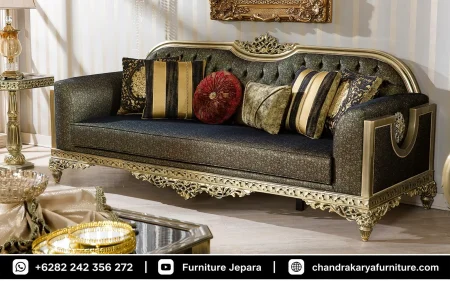Set Sofa Tamu Mewah Ukir Royal Antique Gold