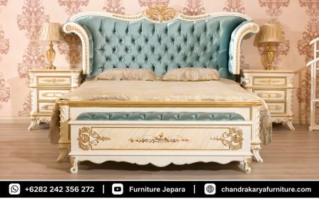 Set Tempat Tidur Mewah Royal Classic White Gold
