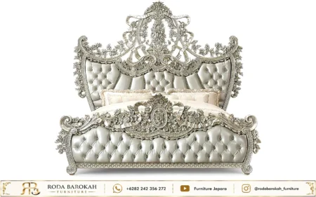 Set Tempat Tidur Mewah Silver Ukiran Royal Highboy Chest