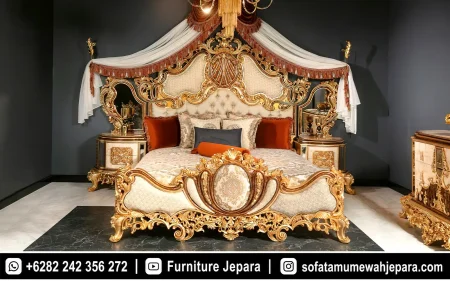 Set Tempat Tidur Ukir Klasik Mewah No 1 King Size Antik