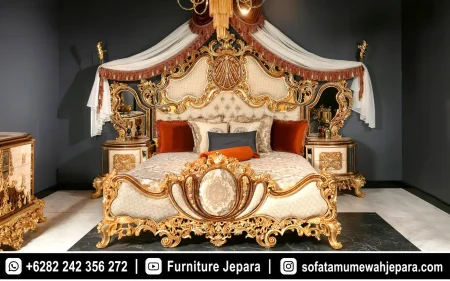 Set Tempat Tidur Ukir Klasik Mewah No 1 King Size Antik