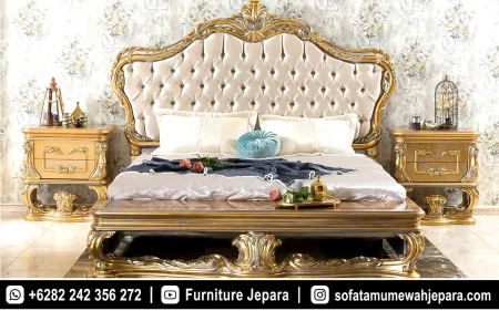 Tempat Tidur Mewah Eropa Model Klasik Ukir Kayu Jepara