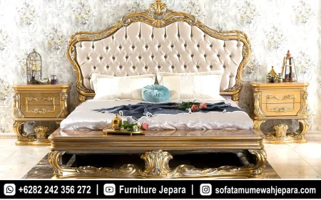 Tempat Tidur Mewah Eropa Model Klasik Ukir Kayu Jepara