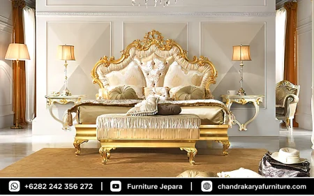 Tempat Tidur Style Mewah Prada Emas Jok Satin Premium
