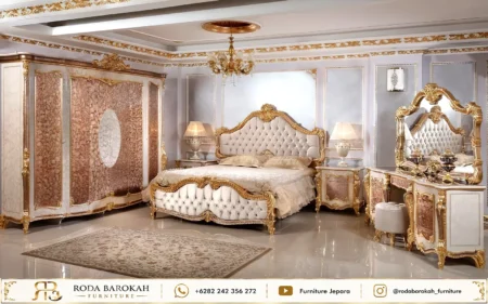 Desain Kamar Tidur Mewah Klasik Nuansa Ivory Rose Gold