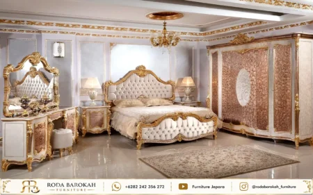 Desain Kamar Tidur Mewah Klasik Nuansa Ivory Rose Gold