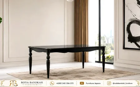 Desain Ruang Makan Modern Luxury Black White Gold Gloss
