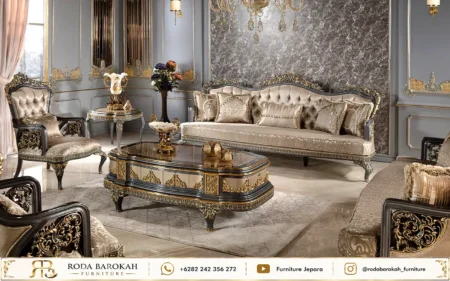 Desain Sofa Tamu Mewah Ukir Eropa Nuansa Dark Bronze