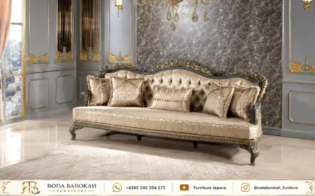 Desain Sofa Tamu Mewah Ukir Eropa Nuansa Dark Bronze