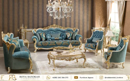 Inspirasi Kursi Tamu Mewah Ukir Klasik Eropa Ocean Blue
