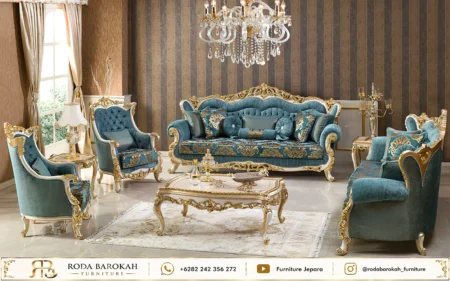 Inspirasi Kursi Tamu Mewah Ukir Klasik Eropa Ocean Blue