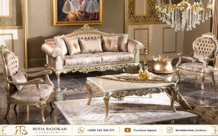 Inspirasi Kursi Tamu Ukir Klasik Eropa Warna Beige