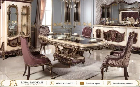 Inspirasi Meja Makan Ukiran Sultan Gloss Glass Top