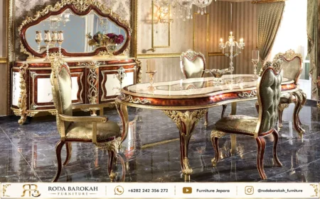Jual Set Meja Makan Mewah Ukiran Kayu Jepara Sultan Luxury