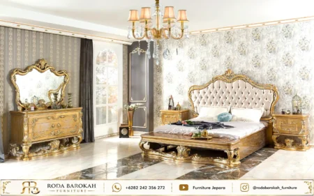 Set Kamar Tidur Ukir Sultan Full Nuansa Royal Gold Mewah