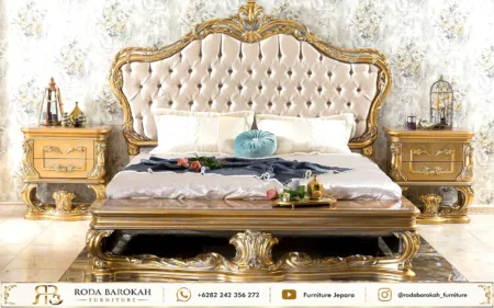 Set Kamar Tidur Ukir Sultan Full Nuansa Royal Gold Mewah