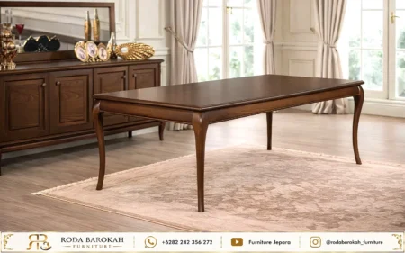 Set Meja Makan Mewah Jepara Sultan Royal Jati Walnut Classic