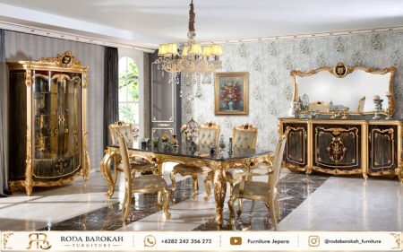 Set Meja Makan Mewah Ukiran Gaya Sultan Jepara Klasik