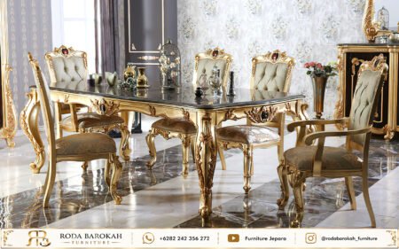 Set Meja Makan Mewah Ukiran Gaya Sultan Jepara Klasik