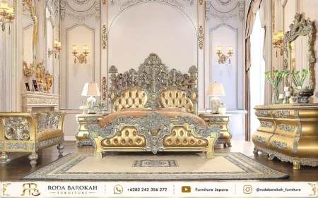 Set Tempat Tidur Ukir Jepara Mewah Nuansa Imperial Gold