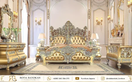 Set Tempat Tidur Ukir Jepara Mewah Nuansa Imperial Gold